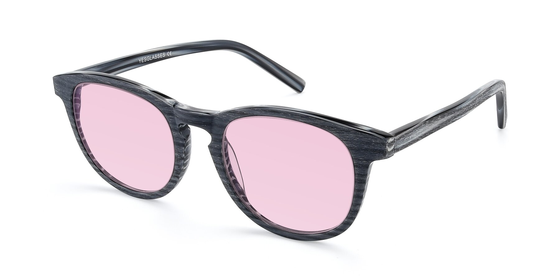Angle of SR6044 in Gray-Wooden with Light Pink Tinted Lenses