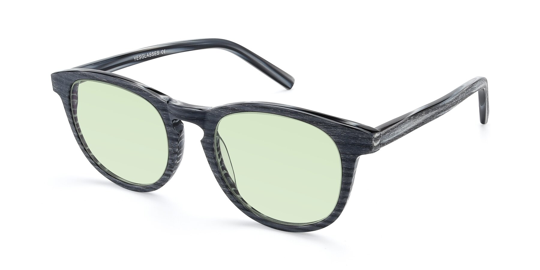 Angle of SR6044 in Gray-Wooden with Light Green Tinted Lenses