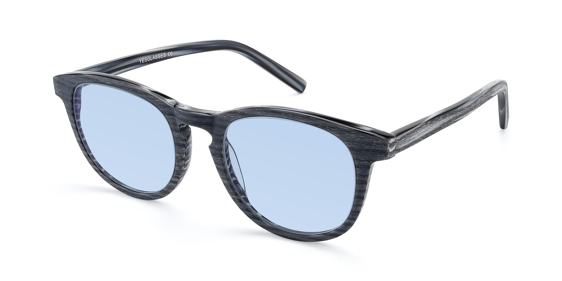 Angle of SR6044 in Gray-Wooden with Light Blue Tinted Lenses