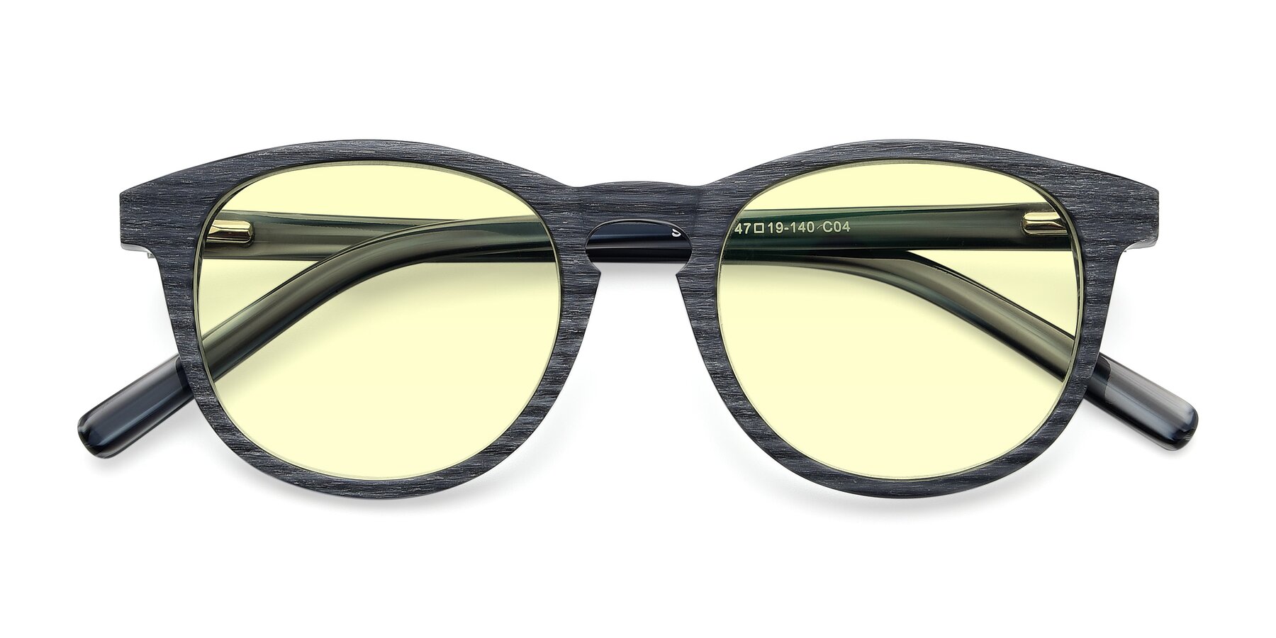 Folded Front of SR6044 in Gray-Wooden with Light Yellow Tinted Lenses