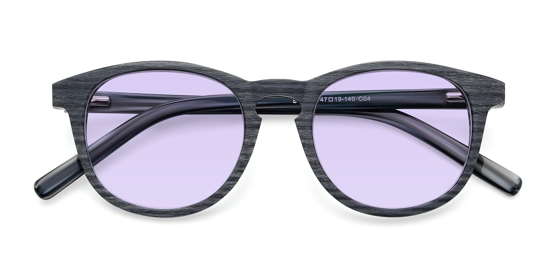 Folded Front of SR6044 in Gray-Wooden with Light Purple Tinted Lenses