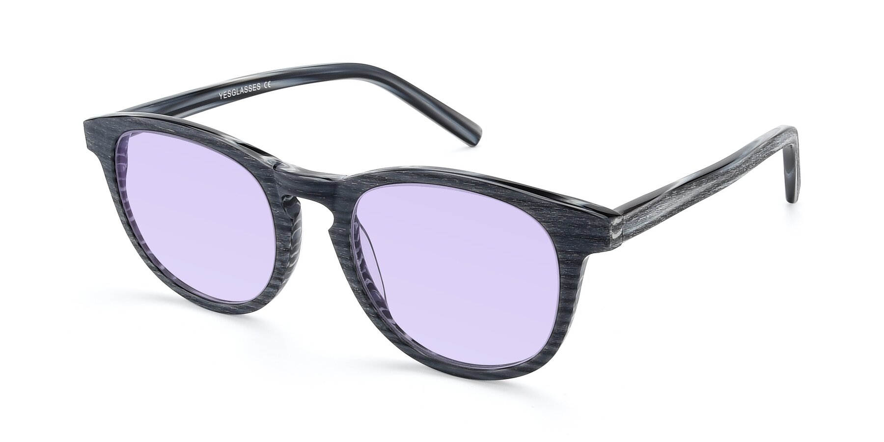 Angle of SR6044 in Gray-Wooden with Light Purple Tinted Lenses