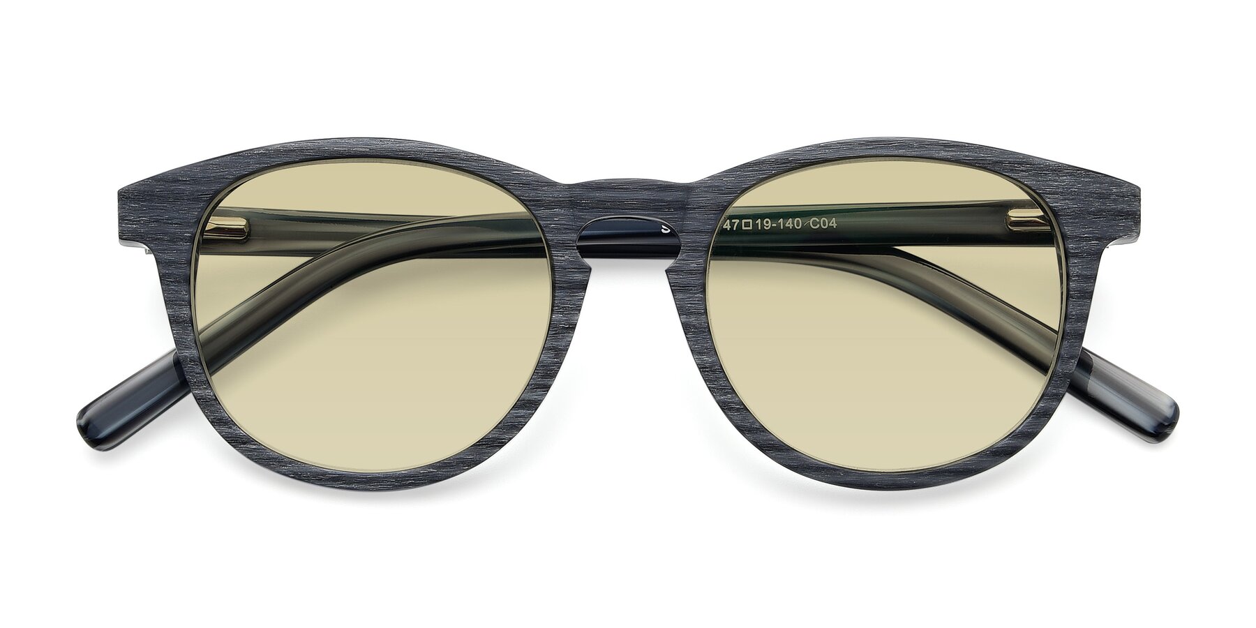 Folded Front of SR6044 in Gray-Wooden with Light Champagne Tinted Lenses