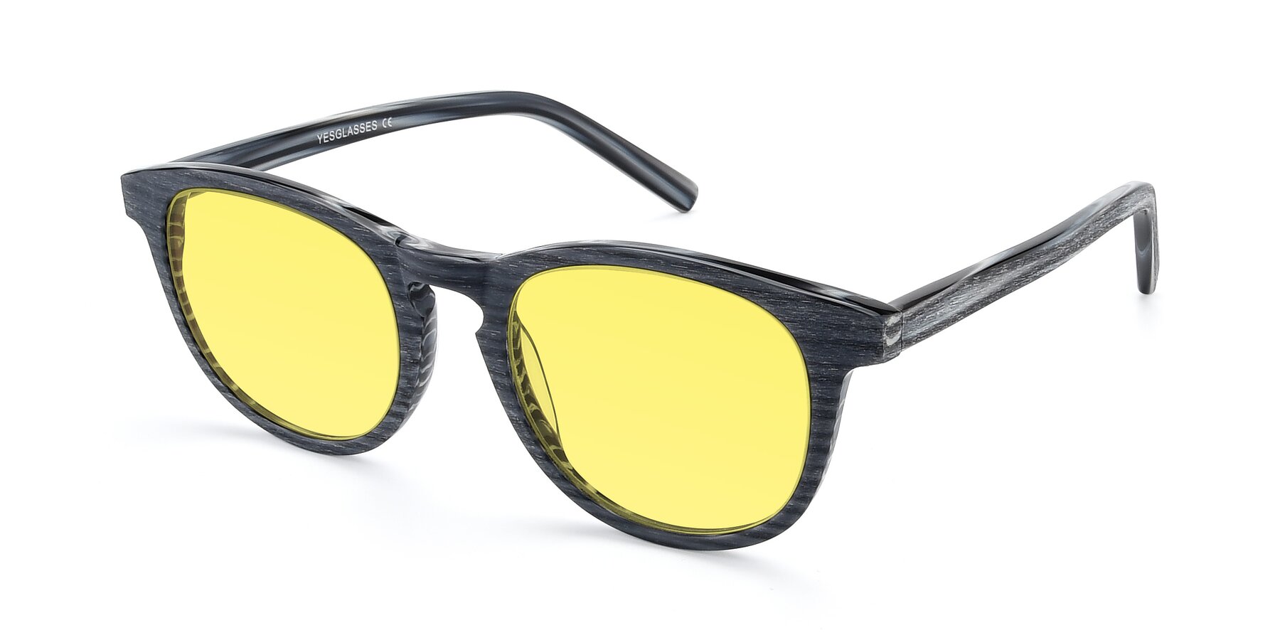 Angle of SR6044 in Gray-Wooden with Medium Yellow Tinted Lenses