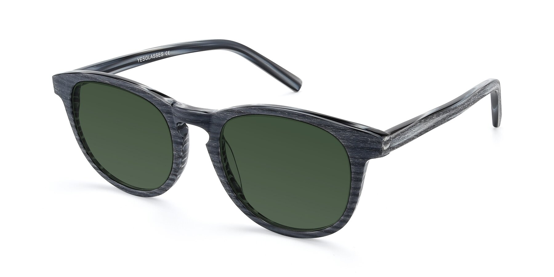 Angle of SR6044 in Gray-Wooden with Green Tinted Lenses