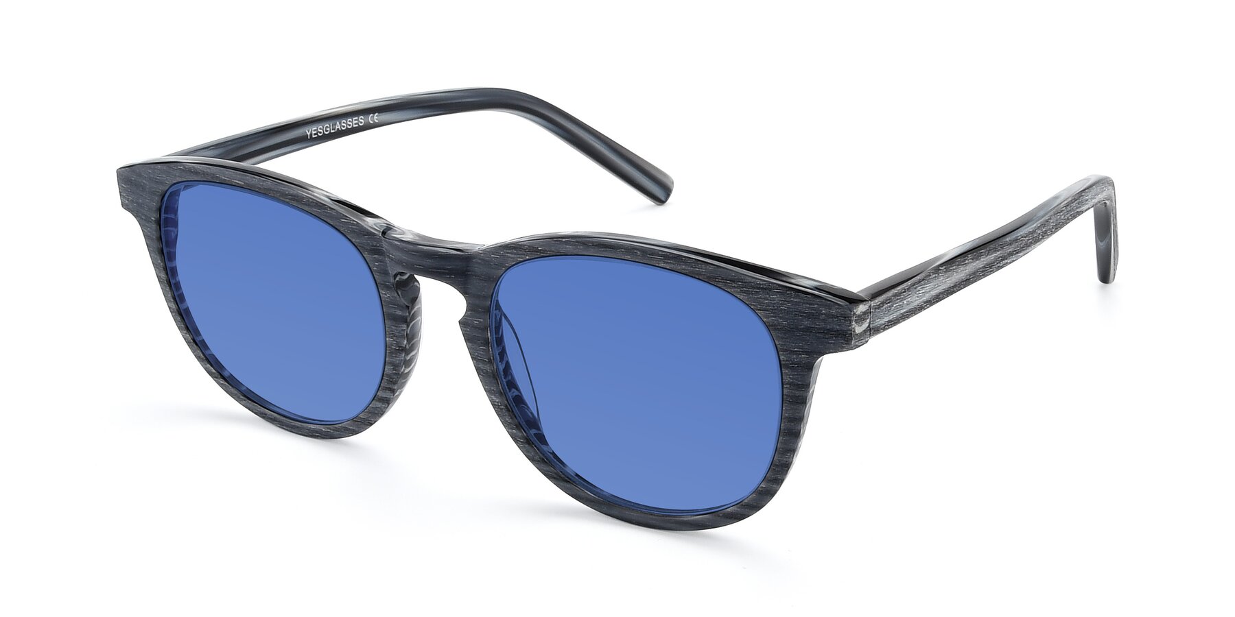 Angle of SR6044 in Gray-Wooden with Blue Tinted Lenses