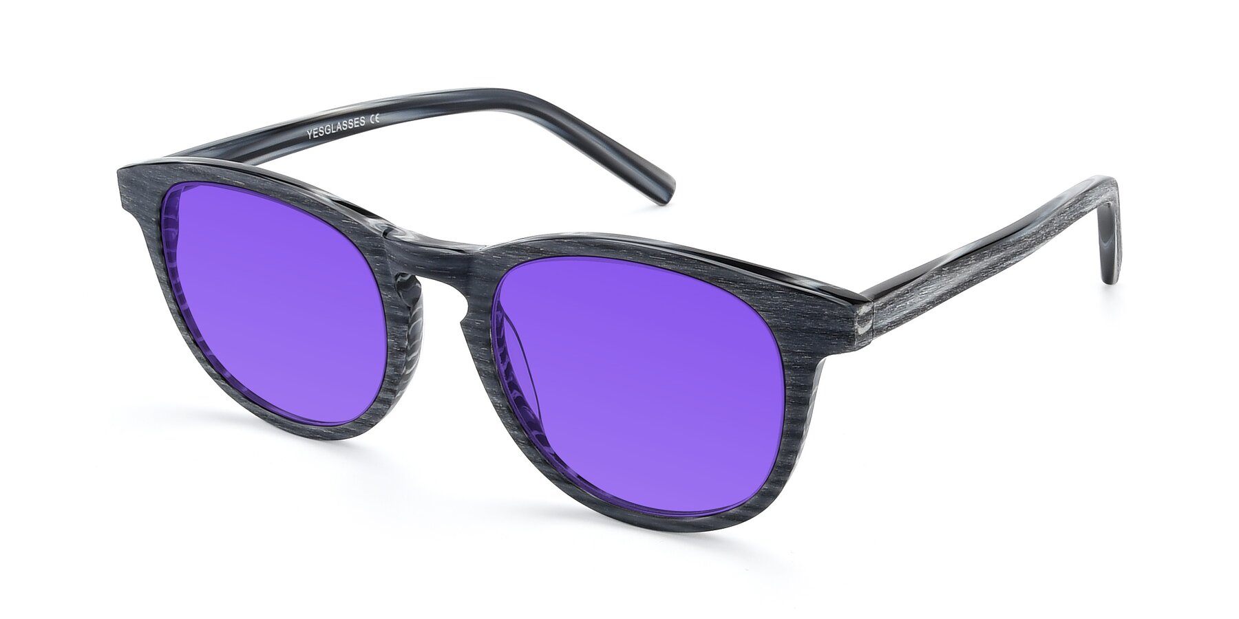 Angle of SR6044 in Gray-Wooden with Purple Tinted Lenses