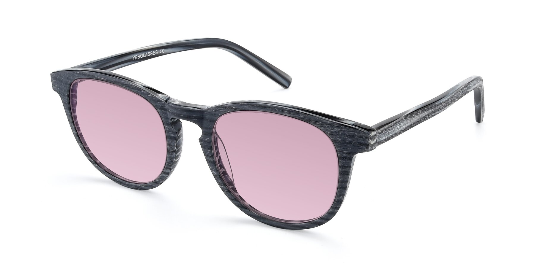 Angle of SR6044 in Gray-Wooden with Light Wine Tinted Lenses