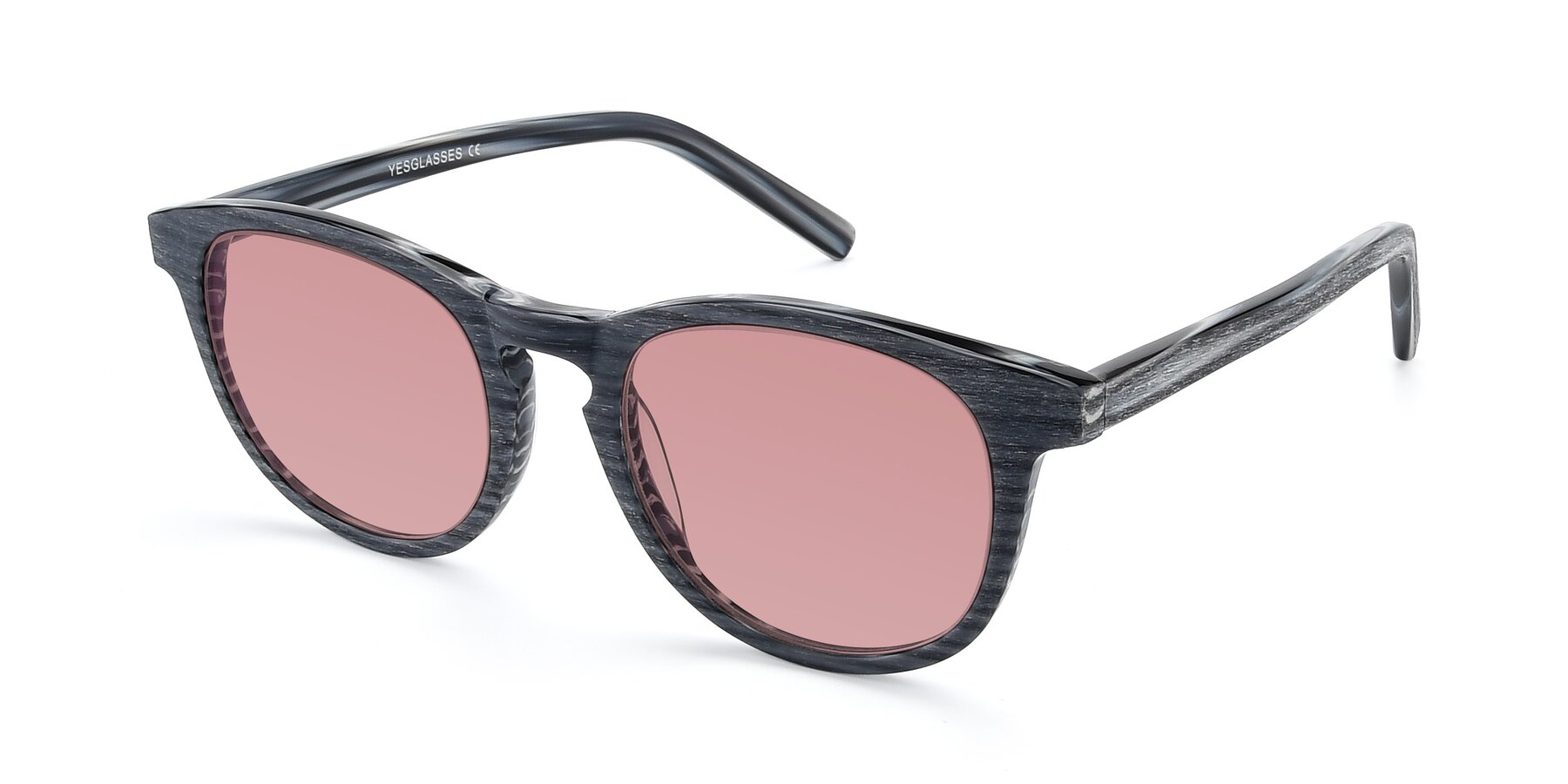 Angle of SR6044 in Gray-Wooden with Medium Garnet Tinted Lenses