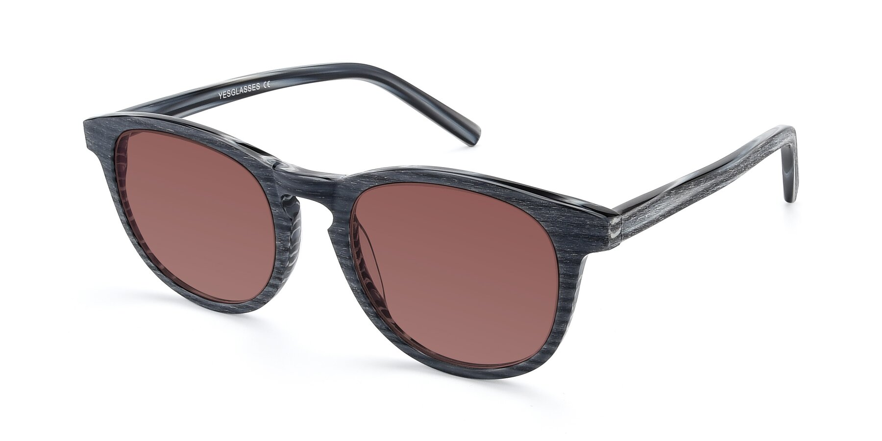 Angle of SR6044 in Gray-Wooden with Garnet Tinted Lenses