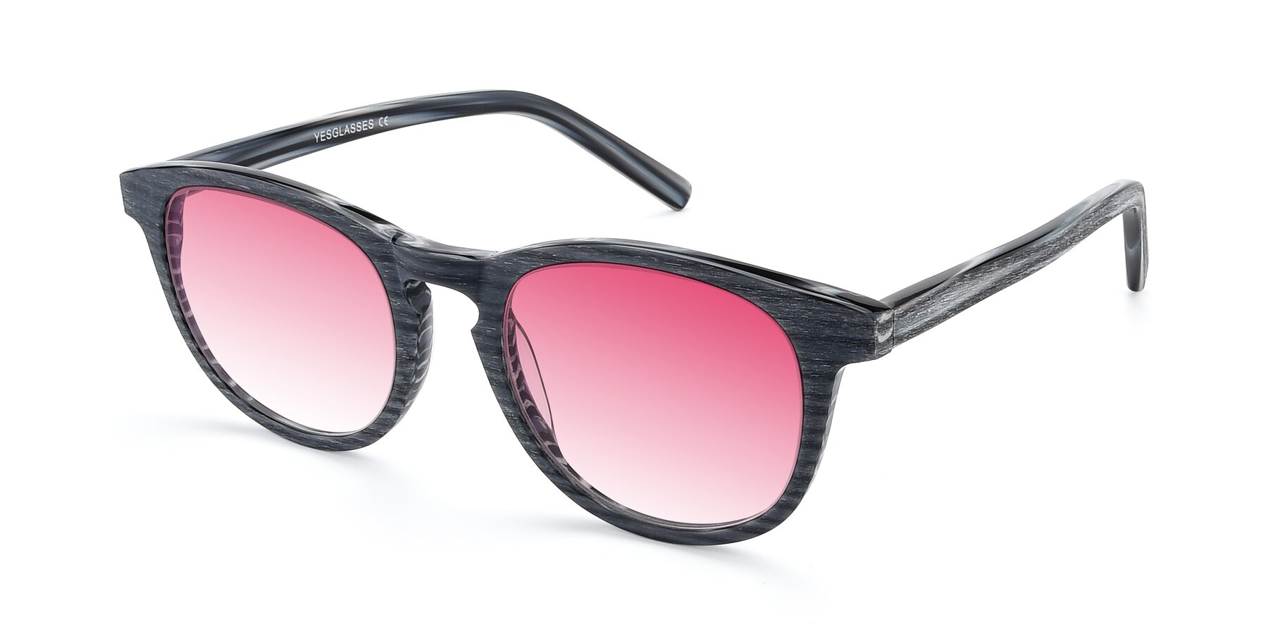 Angle of SR6044 in Gray-Wooden with Pink Gradient Lenses