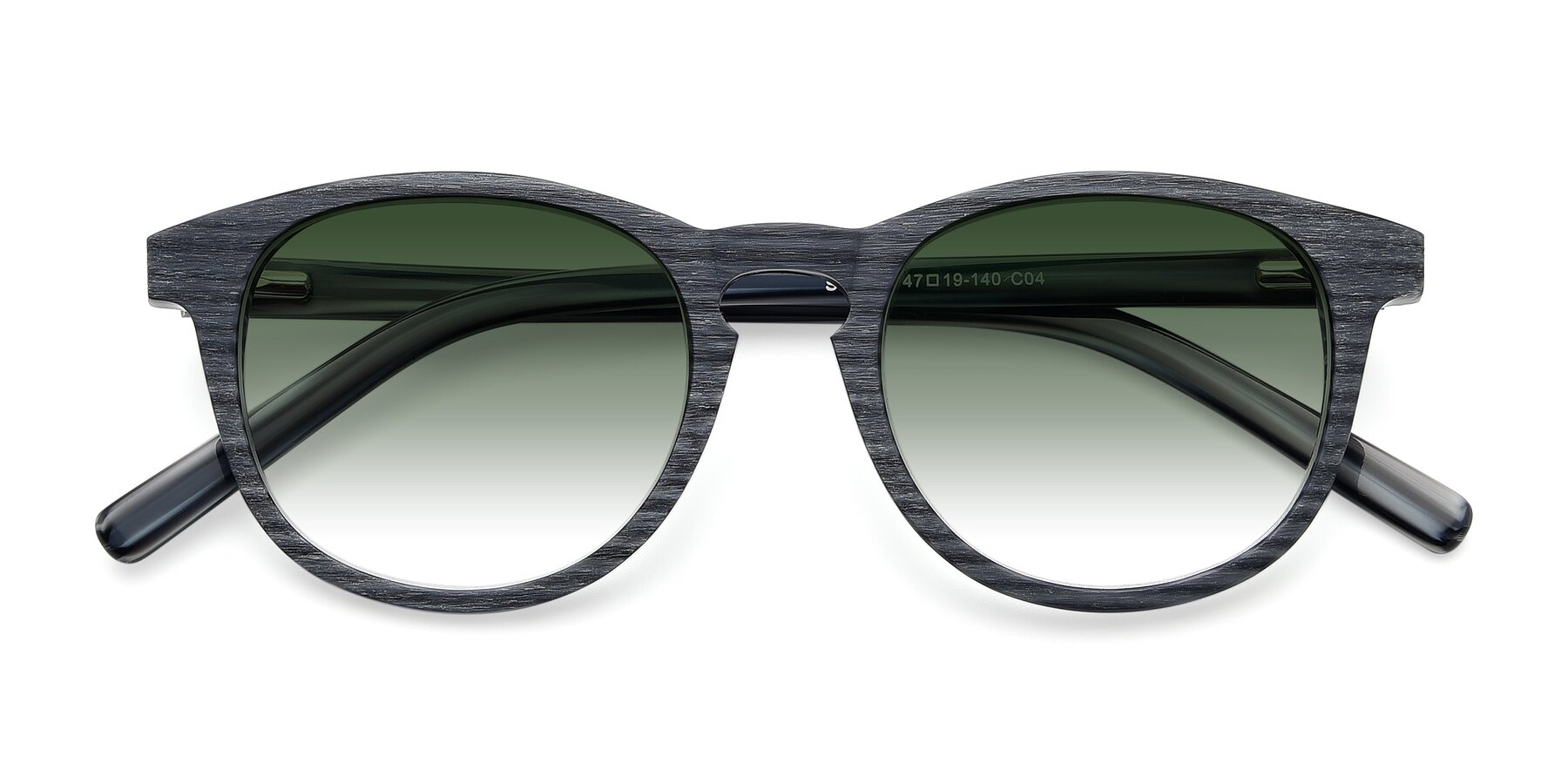Folded Front of SR6044 in Gray-Wooden with Green Gradient Lenses