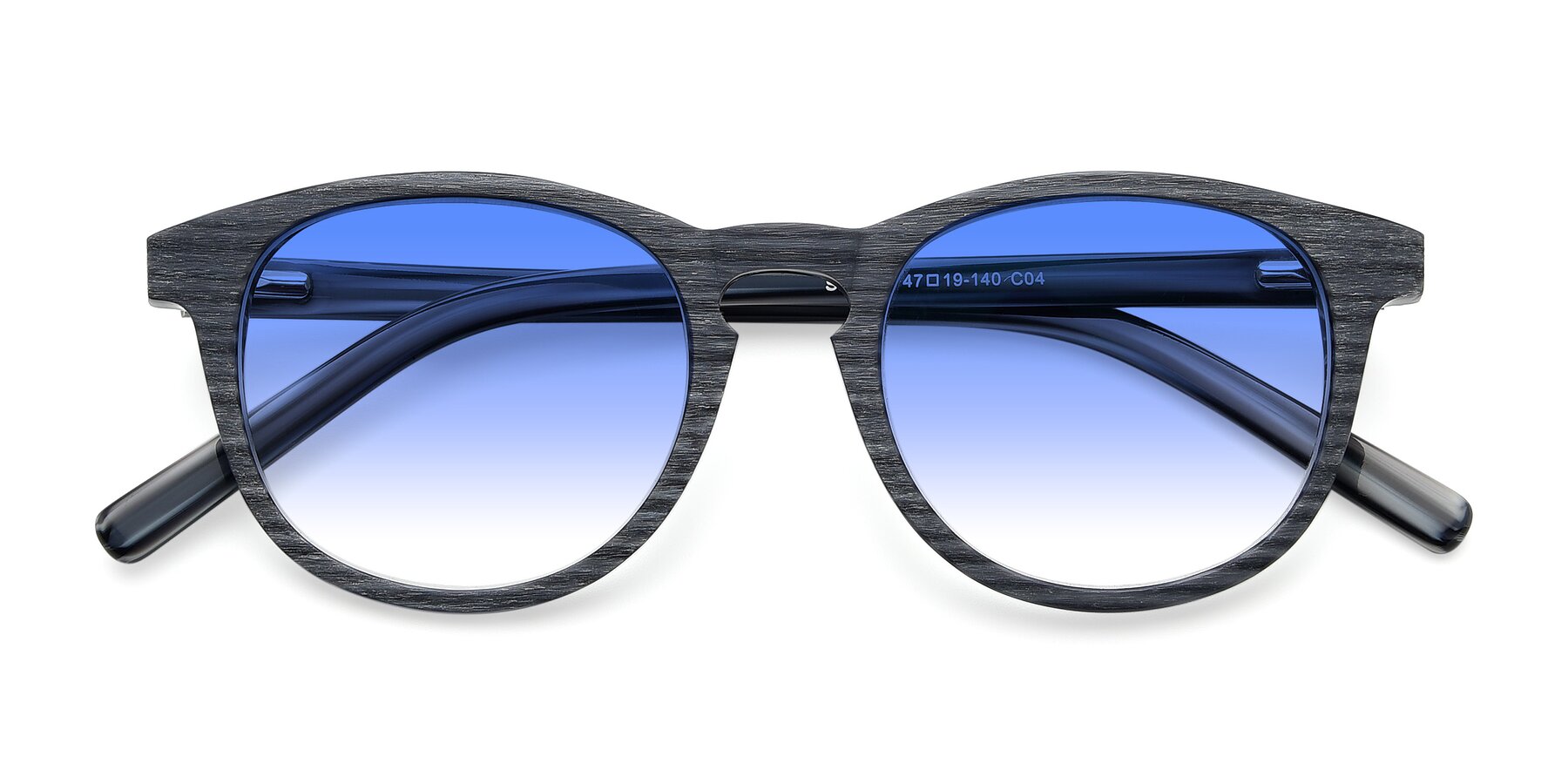 Folded Front of SR6044 in Gray-Wooden with Blue Gradient Lenses