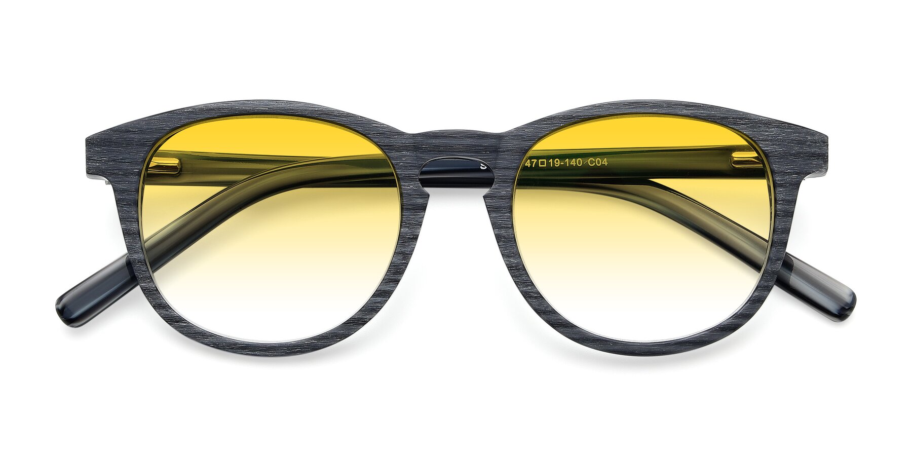 Folded Front of SR6044 in Gray-Wooden with Yellow Gradient Lenses