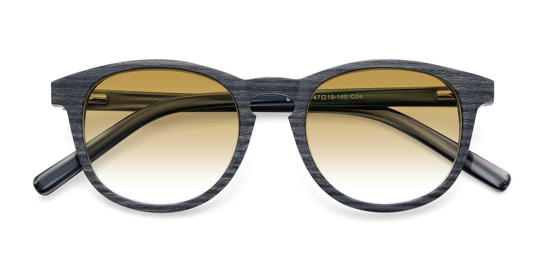 Folded Front of SR6044 in Gray-Wooden with Champagne Gradient Lenses