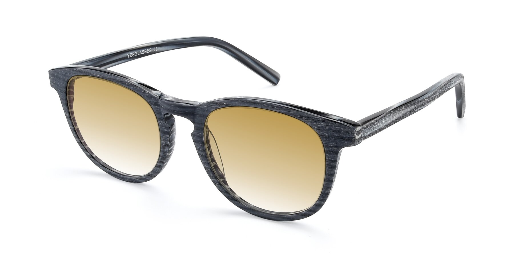Angle of SR6044 in Gray-Wooden with Champagne Gradient Lenses