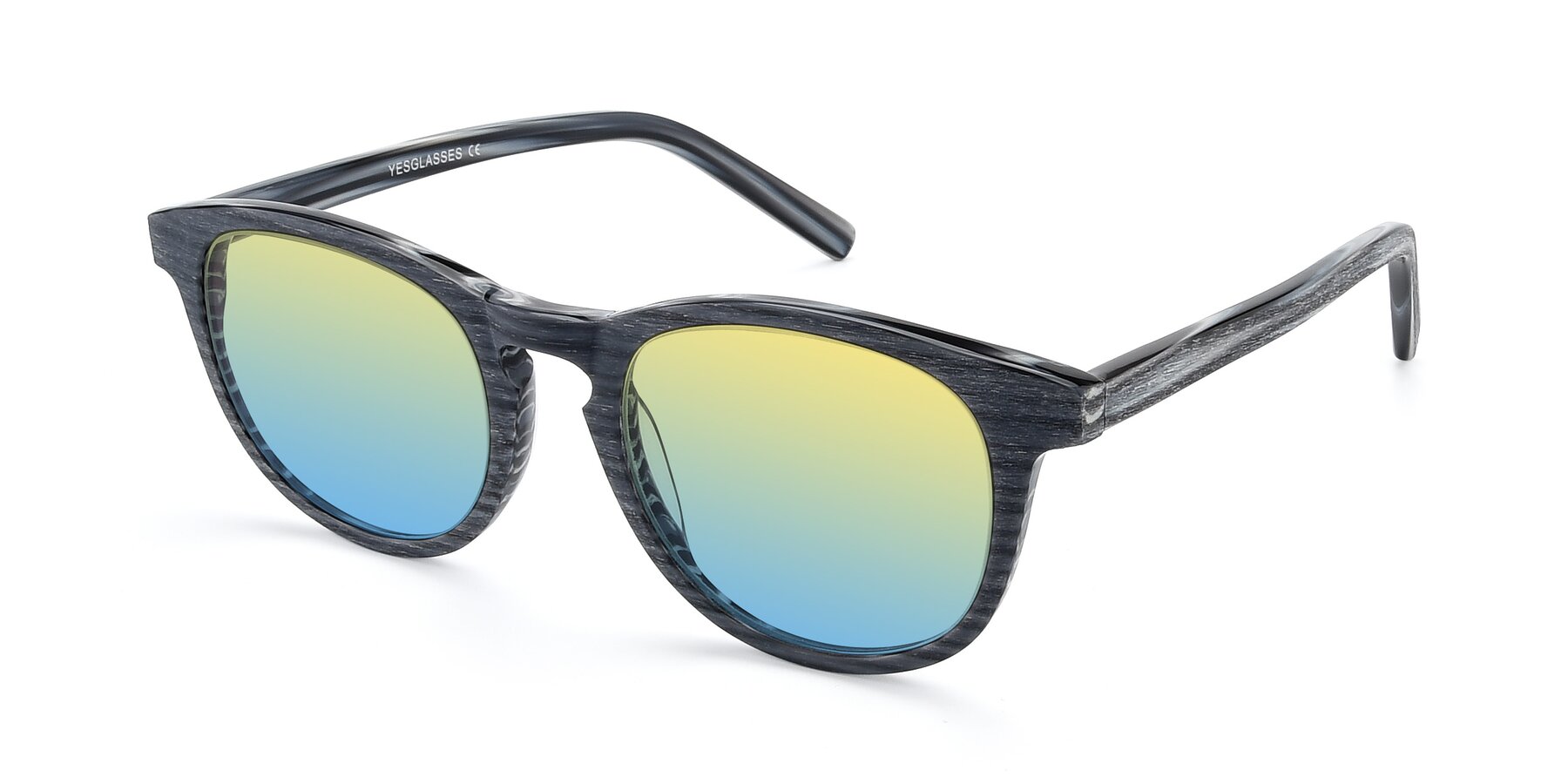 Angle of SR6044 in Gray-Wooden with Yellow / Blue Gradient Lenses