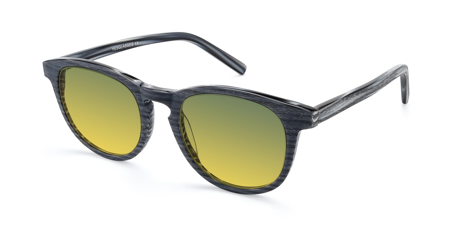 Angle of SR6044 in Gray-Wooden with Green / Yellow Gradient Lenses