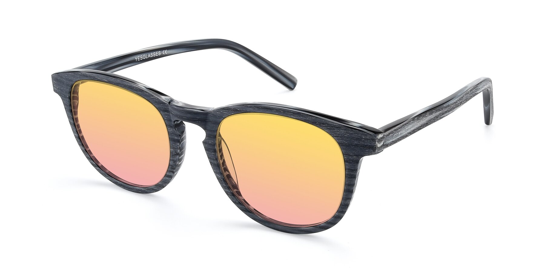 Angle of SR6044 in Gray-Wooden with Yellow / Pink Gradient Lenses
