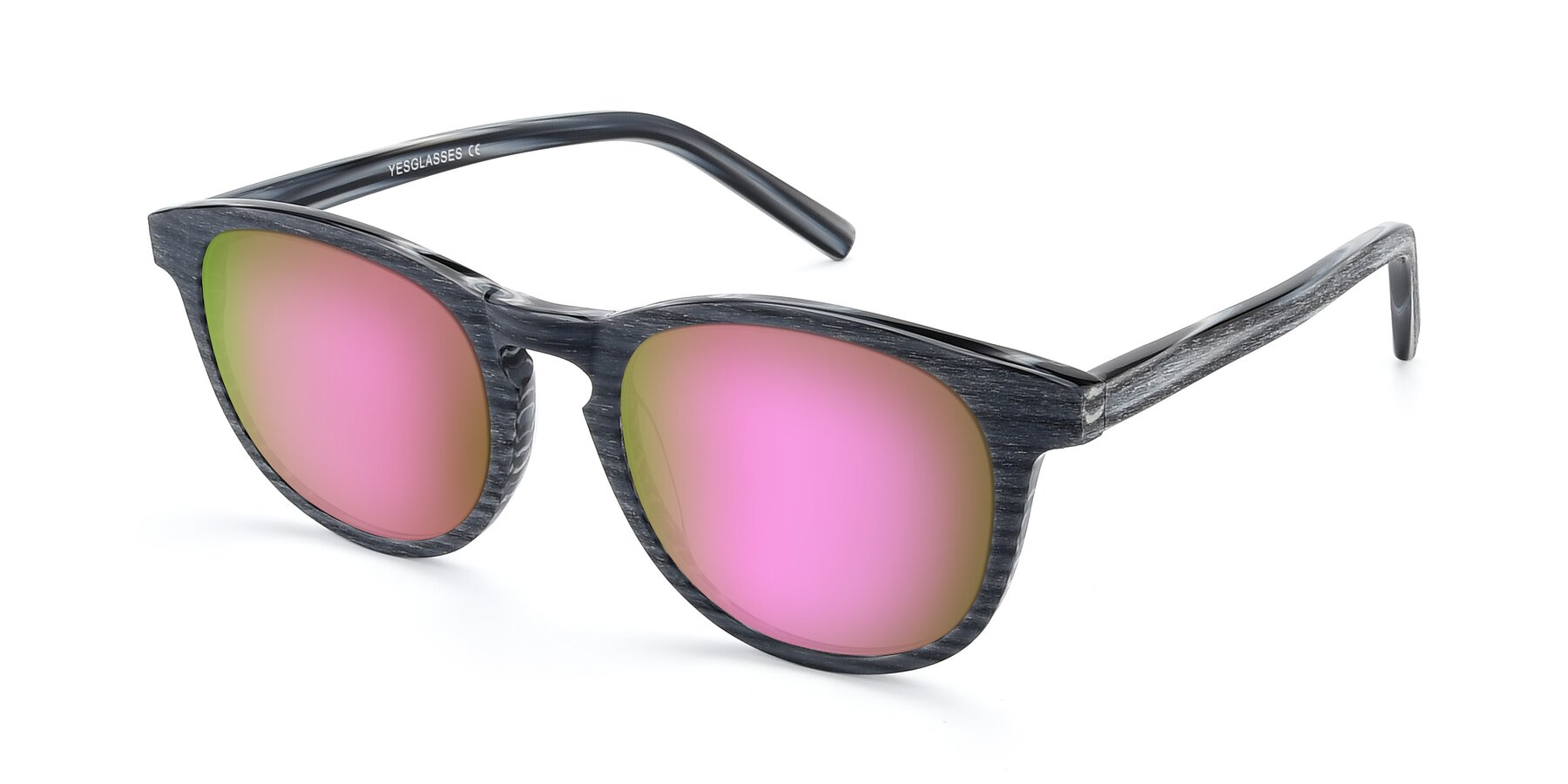 Angle of SR6044 in Gray-Wooden with Pink Mirrored Lenses