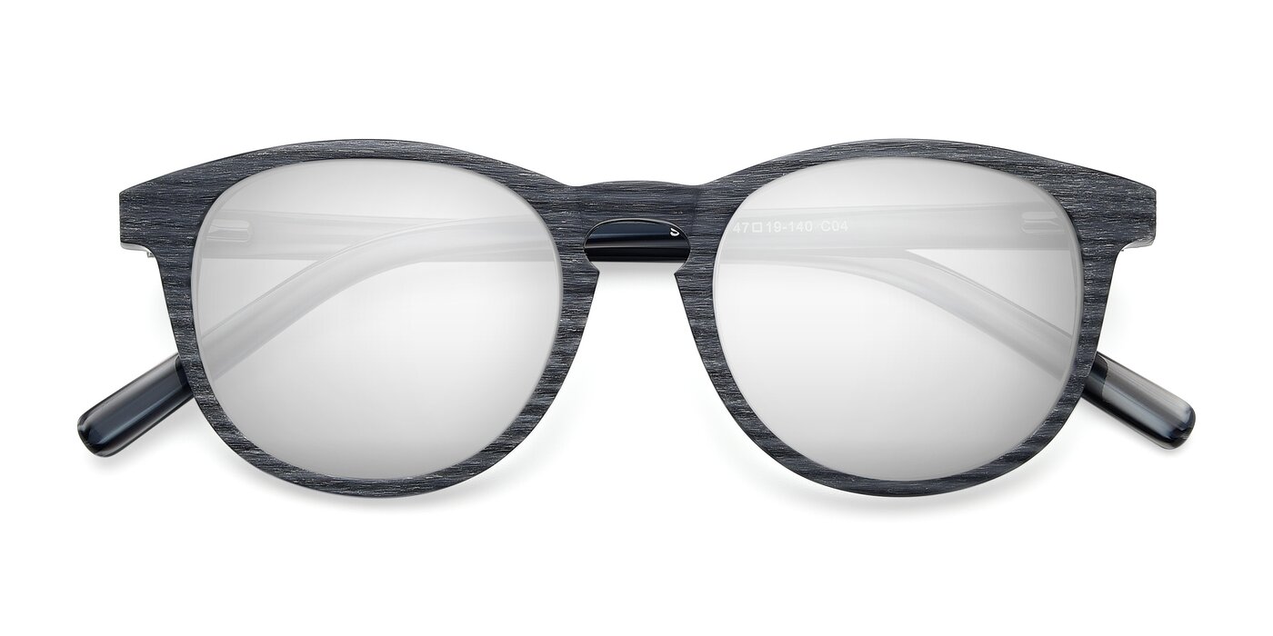 SR6044 - Gray / Wooden Flash Mirrored Sunglasses