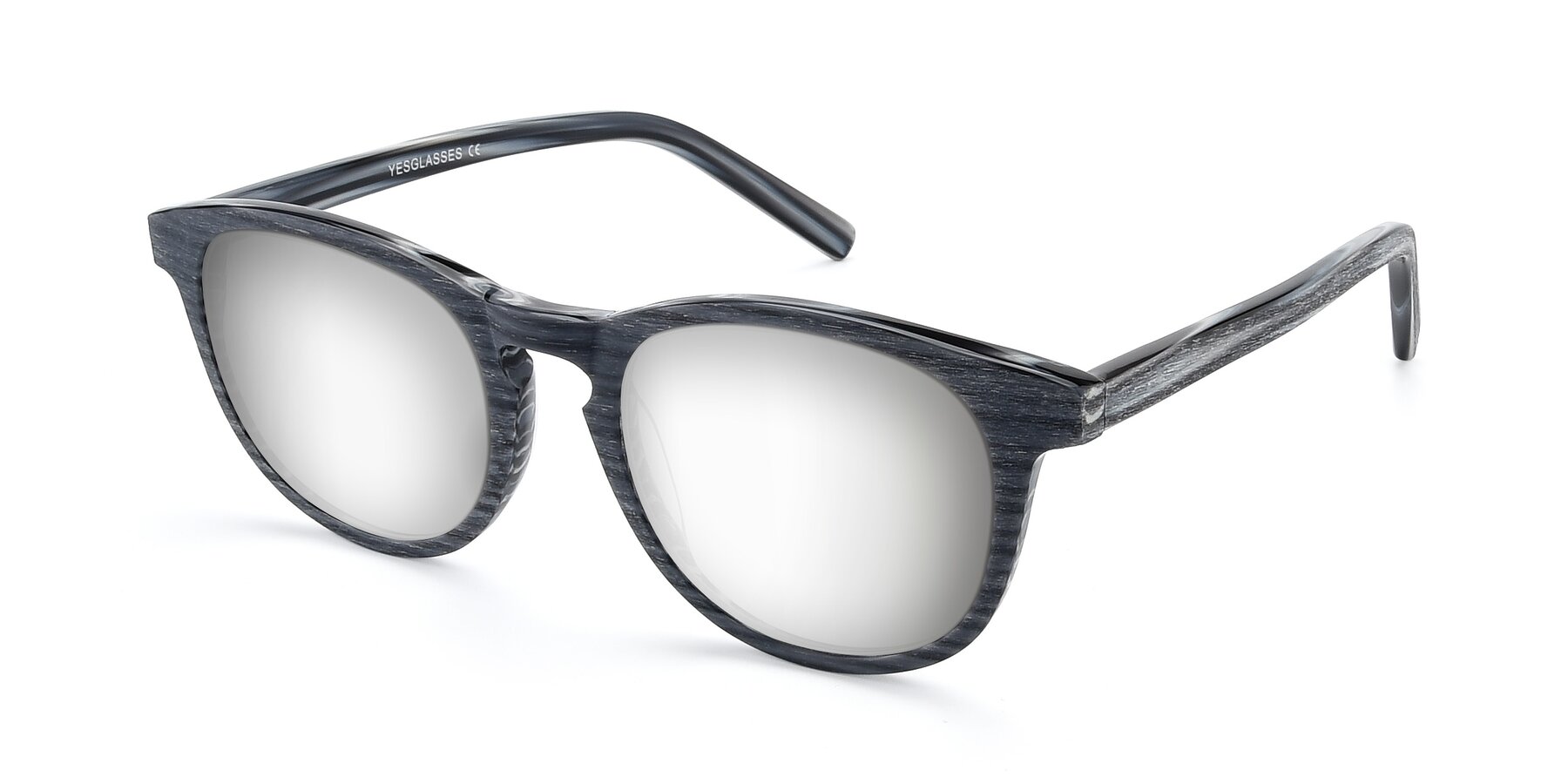 Angle of SR6044 in Gray-Wooden with Silver Mirrored Lenses