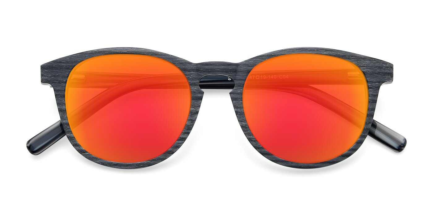 SR6044 - Gray / Wooden Flash Mirrored Sunglasses