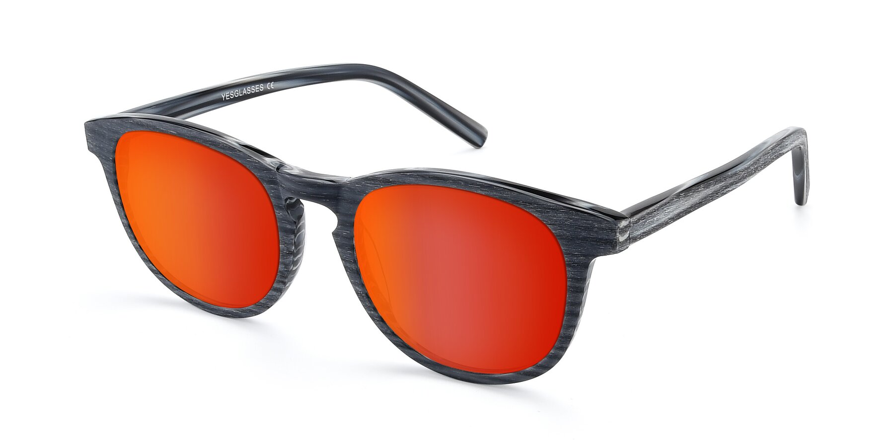 Angle of SR6044 in Gray-Wooden with Red Gold Mirrored Lenses