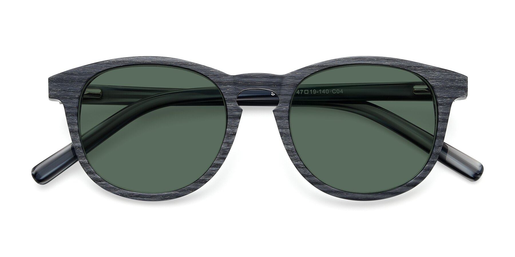 Folded Front of SR6044 in Gray-Wooden with Green Polarized Lenses
