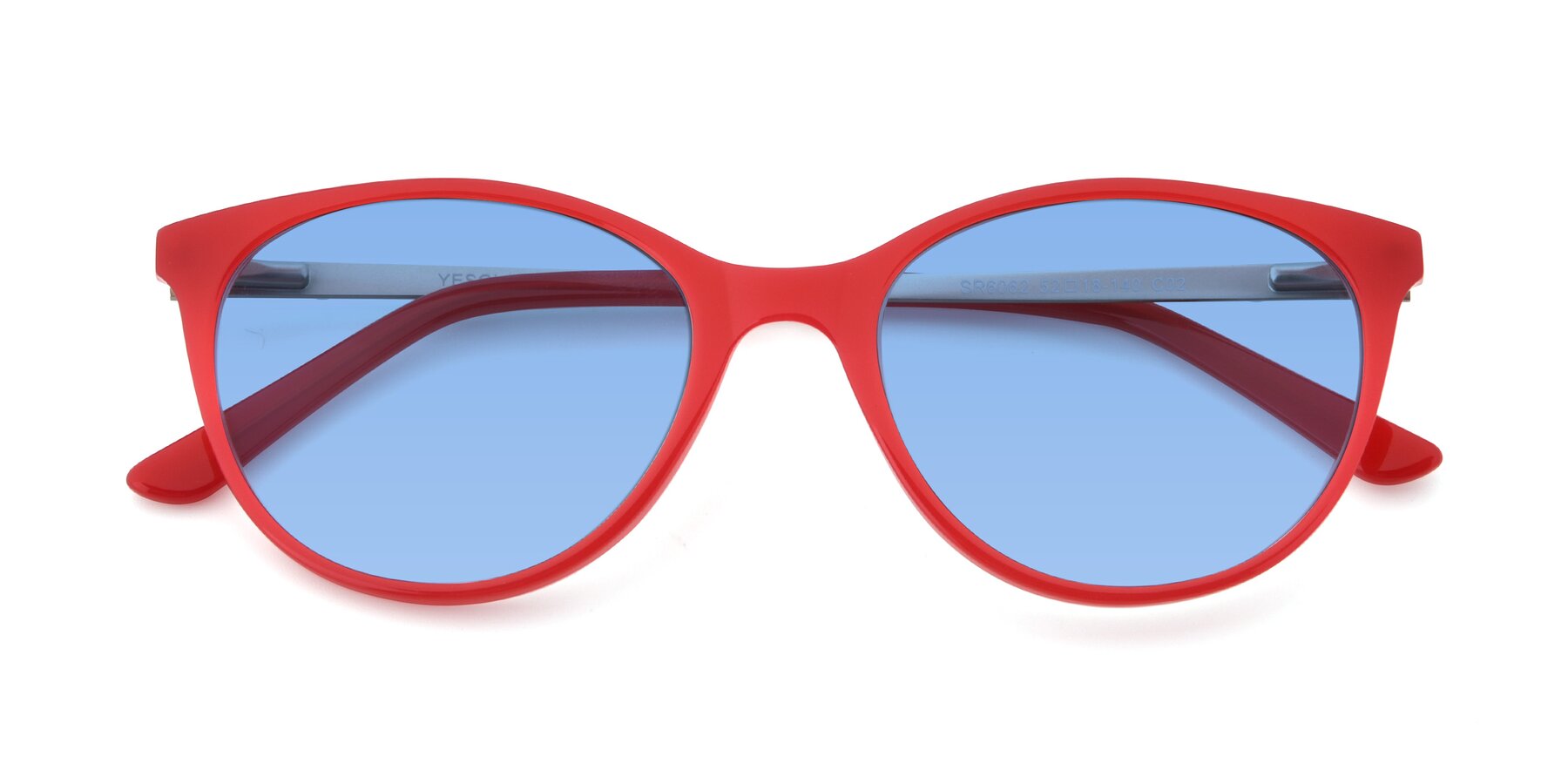 Folded Front of SR6062 in Rose with Medium Blue Tinted Lenses