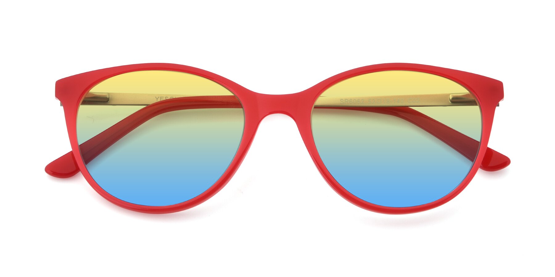 Folded Front of SR6062 in Rose with Yellow / Blue Gradient Lenses