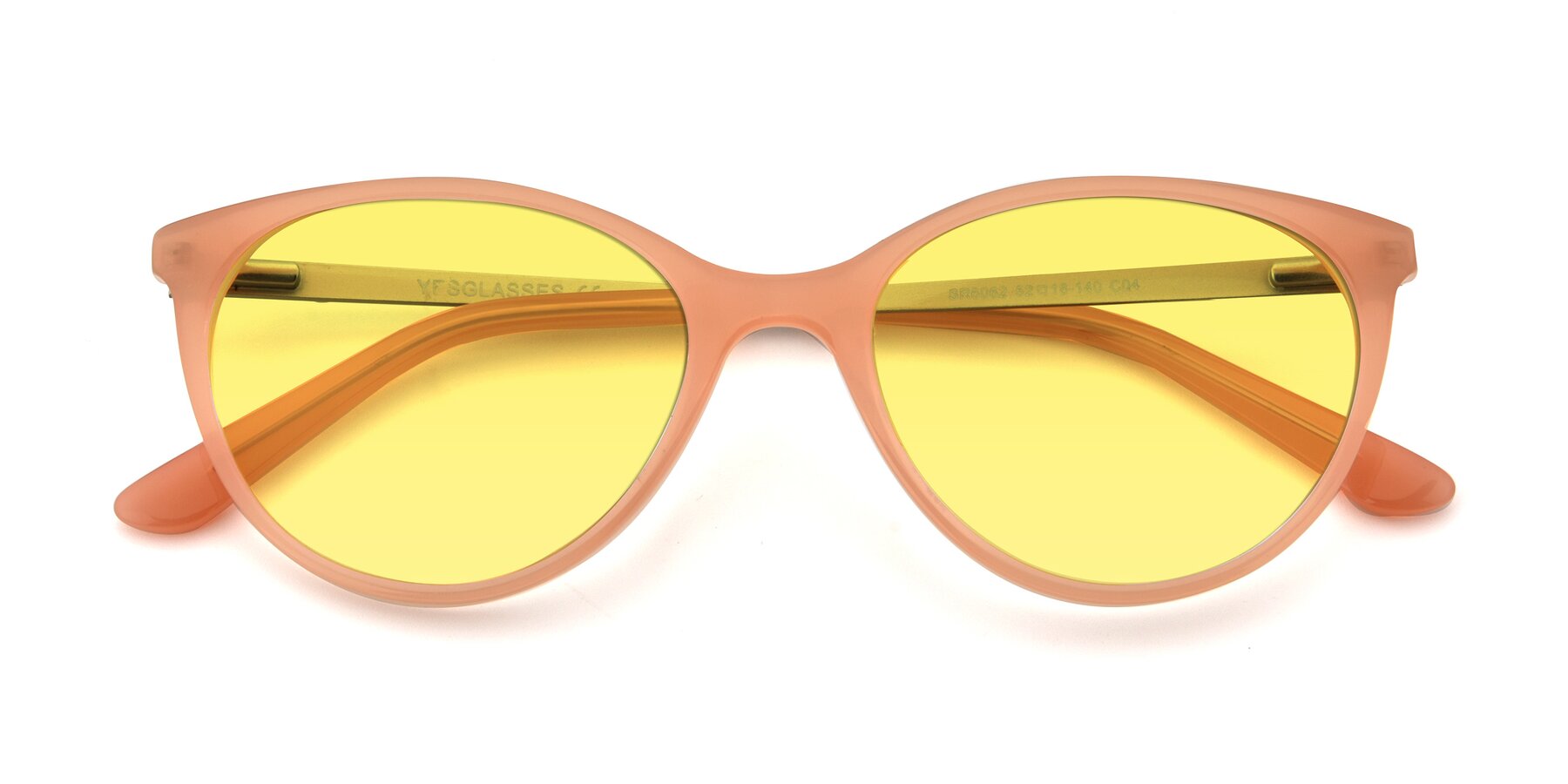 Folded Front of SR6062 in Pink with Medium Yellow Tinted Lenses