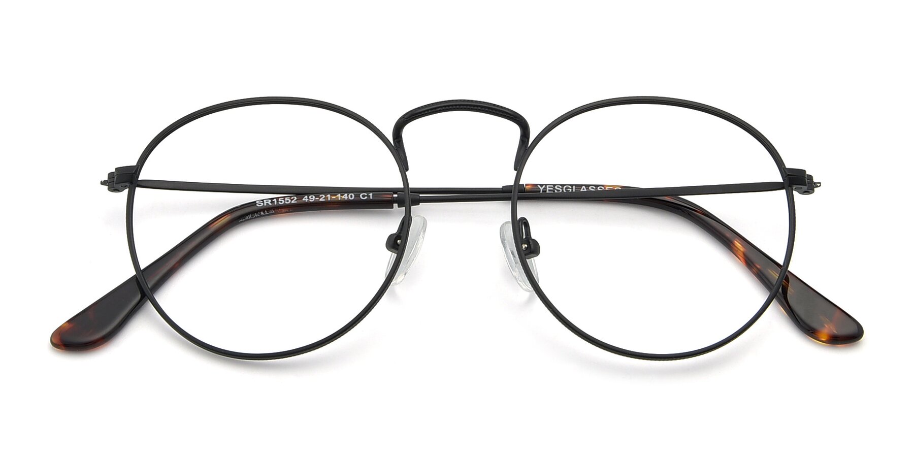 Folded Front of SR1552 in Black with Clear Eyeglass Lenses