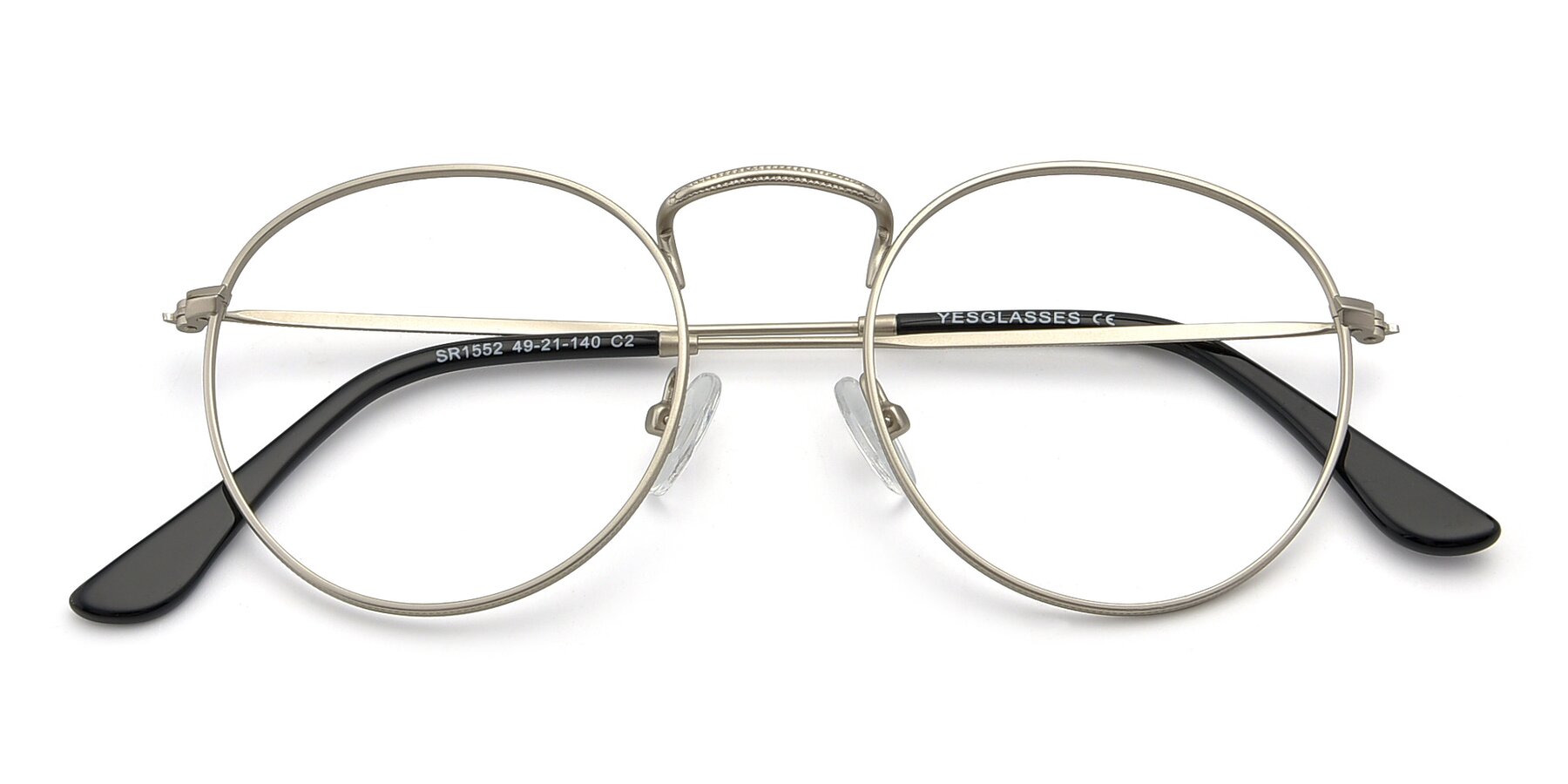 Folded Front of SR1552 in Silver with Clear Reading Eyeglass Lenses
