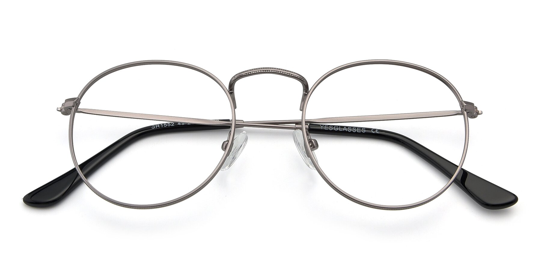 Folded Front of SR1552 in Gunmetal with Clear Reading Eyeglass Lenses