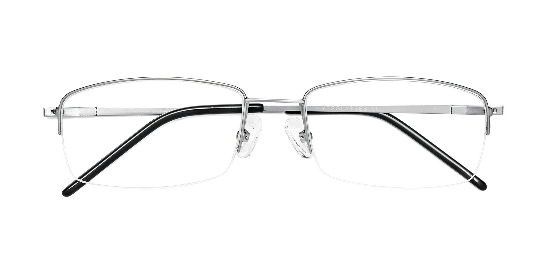 Folded Front of Philip in Silver with Clear Reading Eyeglass Lenses