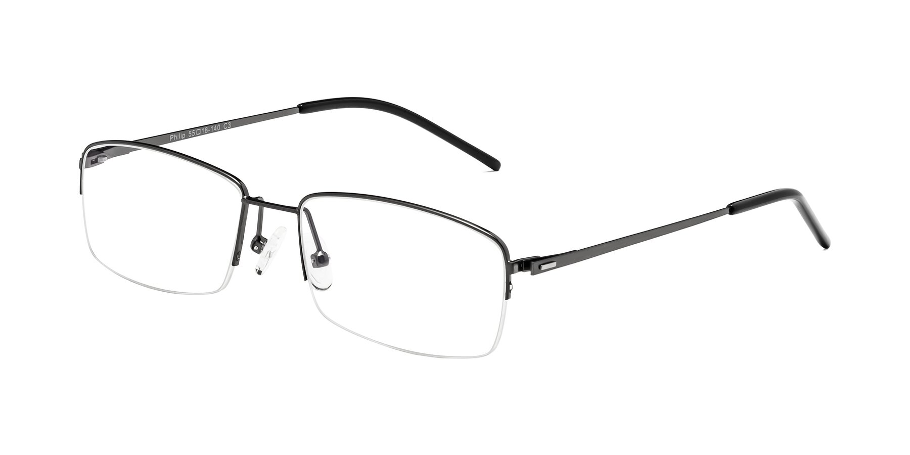 Angle of Philip in Gunmetal with Clear Eyeglass Lenses