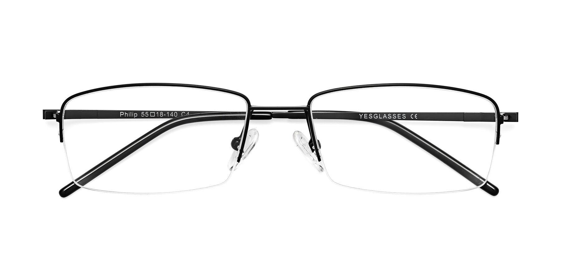 Folded Front of Philip in Black with Clear Eyeglass Lenses