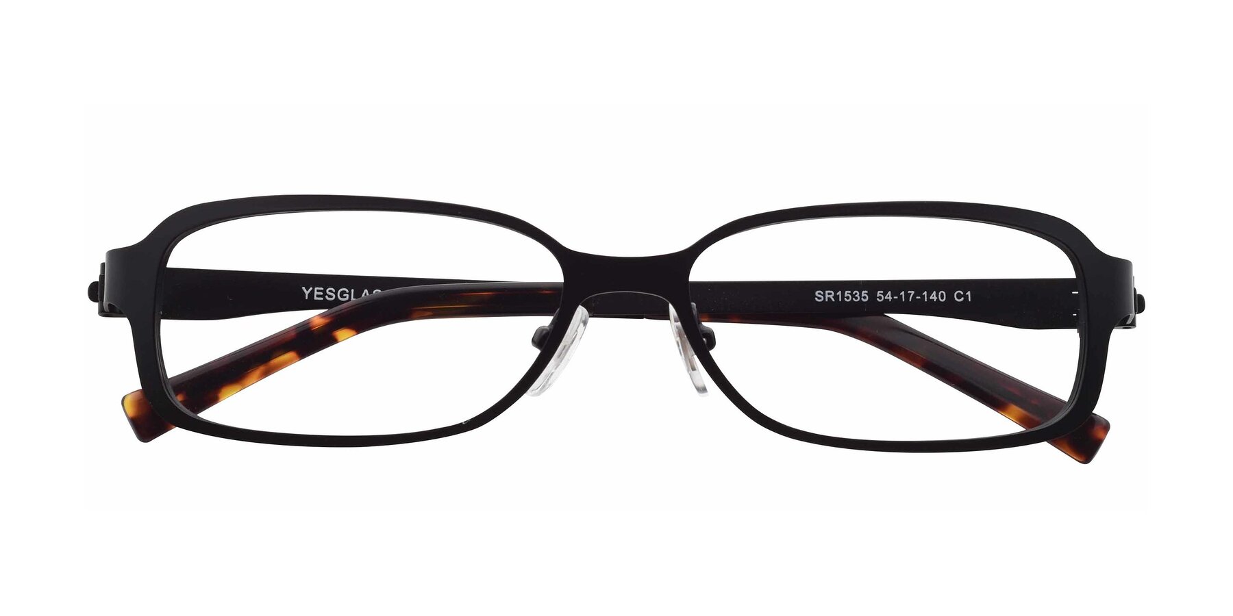 Folded Front of SR1535 in Black with Clear Blue Light Blocking Lenses