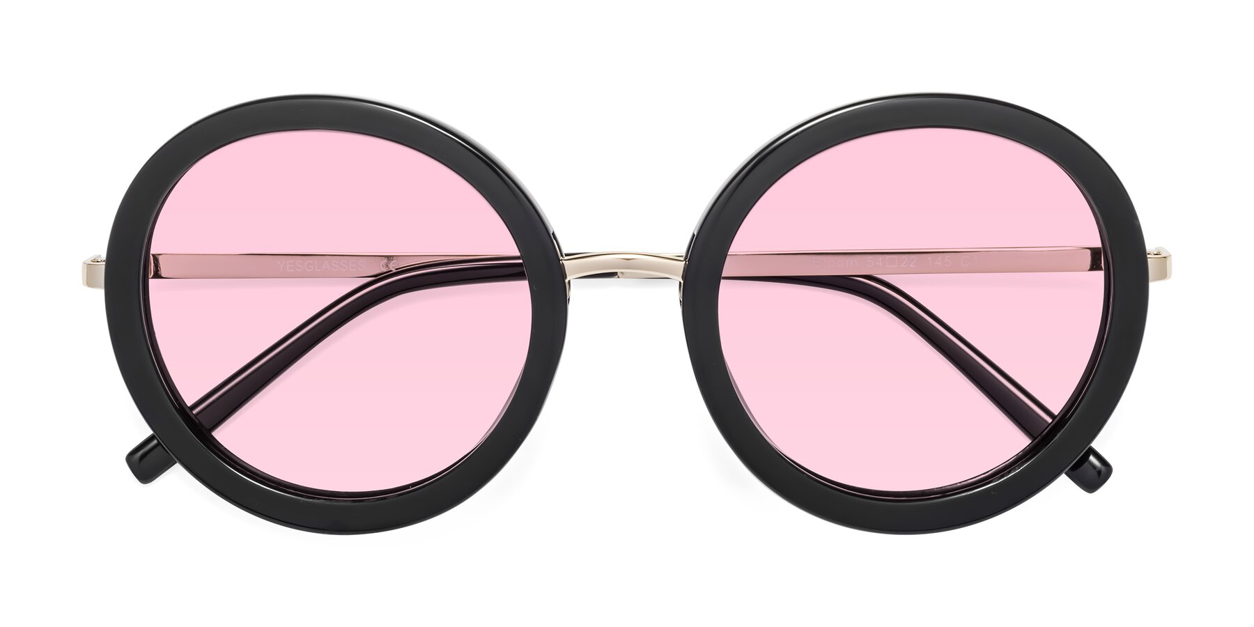 Folded Front of Bloom in Black with Light Pink Tinted Lenses