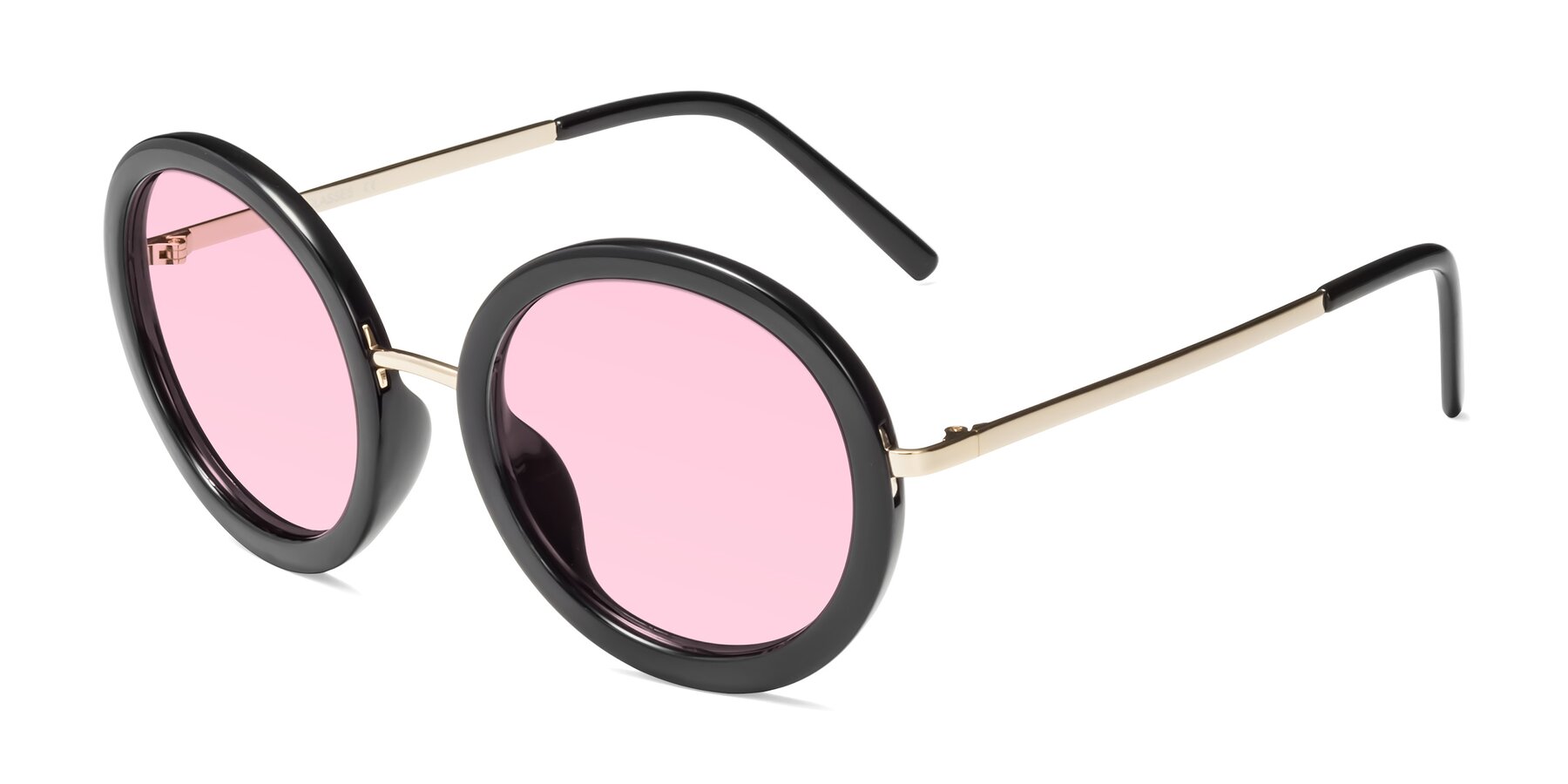 Angle of Bloom in Black with Light Pink Tinted Lenses