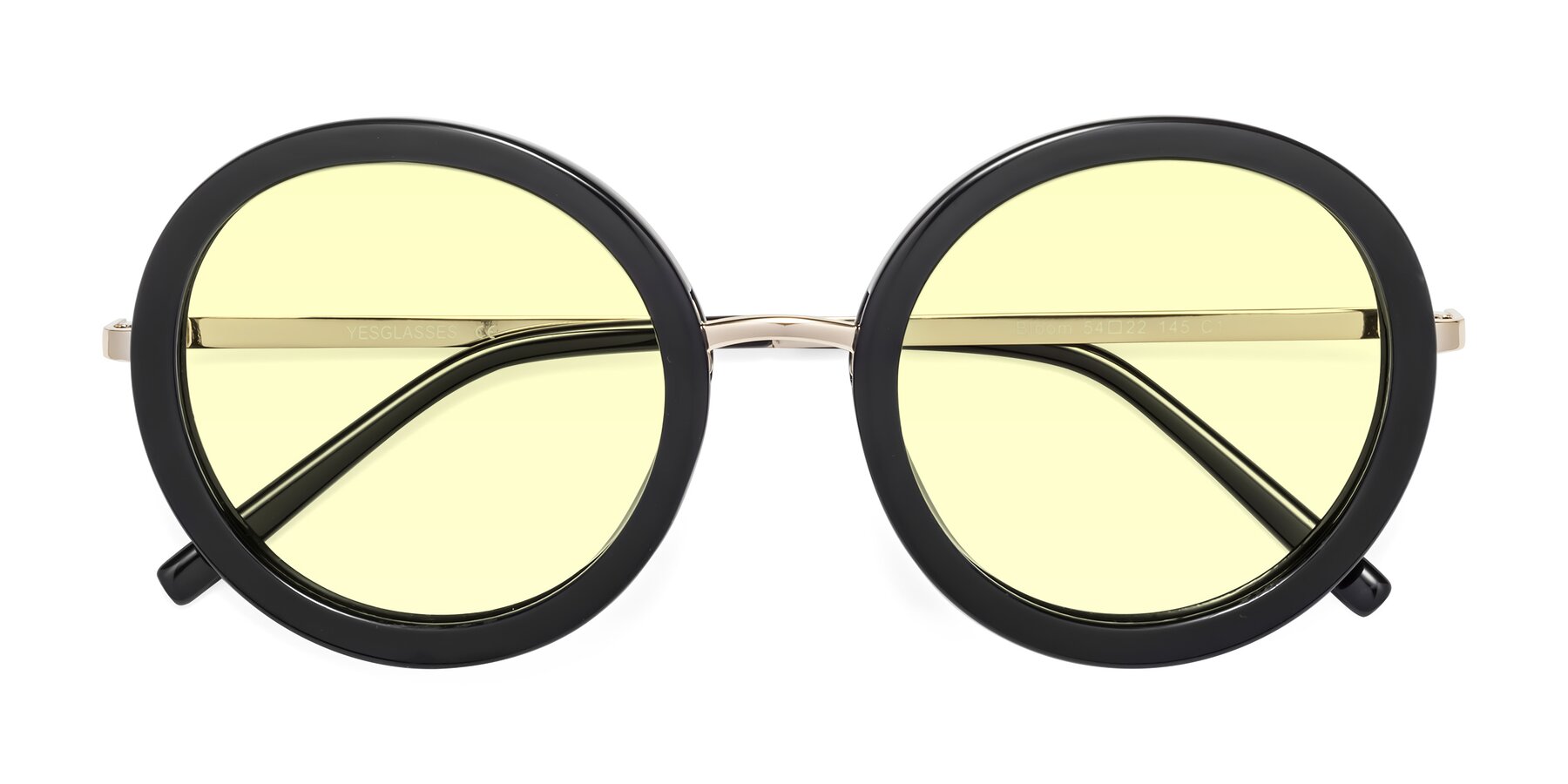 Folded Front of Bloom in Black with Light Yellow Tinted Lenses