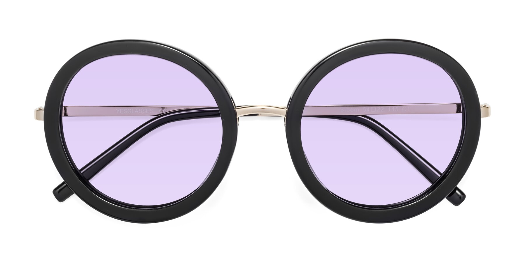 Folded Front of Bloom in Black with Light Purple Tinted Lenses