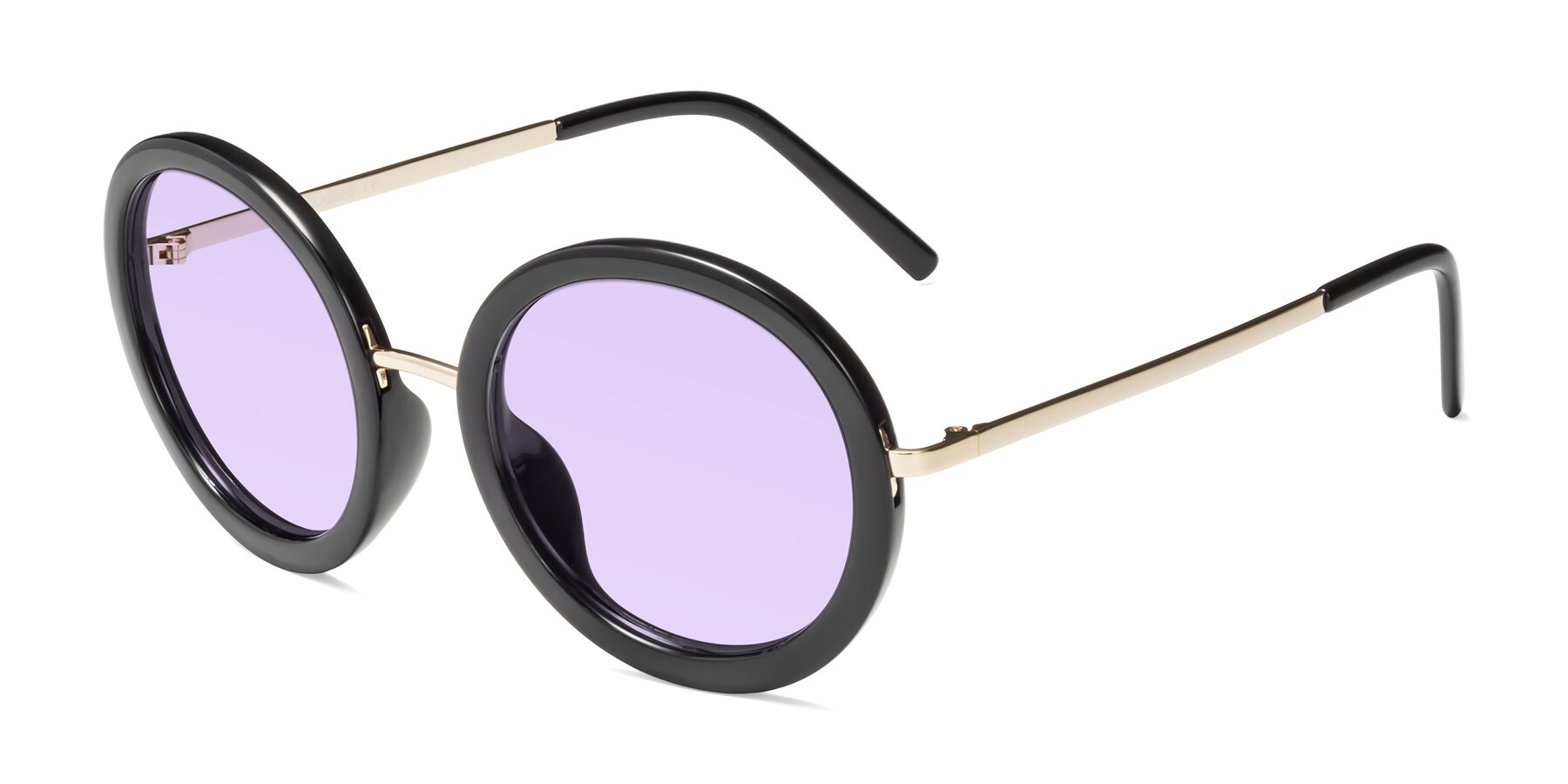 Angle of Bloom in Black with Light Purple Tinted Lenses