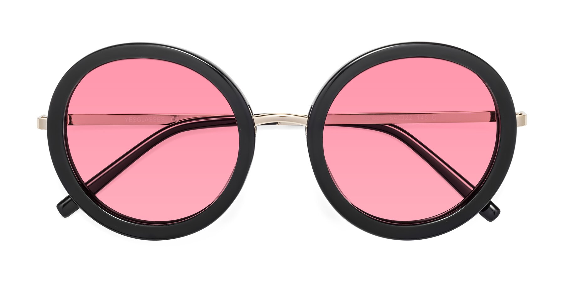 Folded Front of Bloom in Black with Pink Tinted Lenses