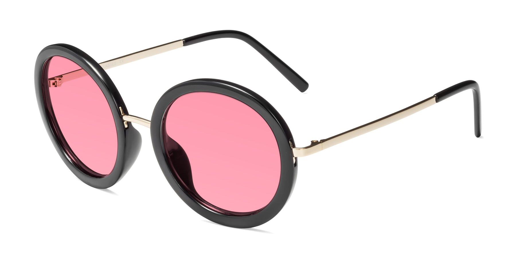 Angle of Bloom in Black with Pink Tinted Lenses