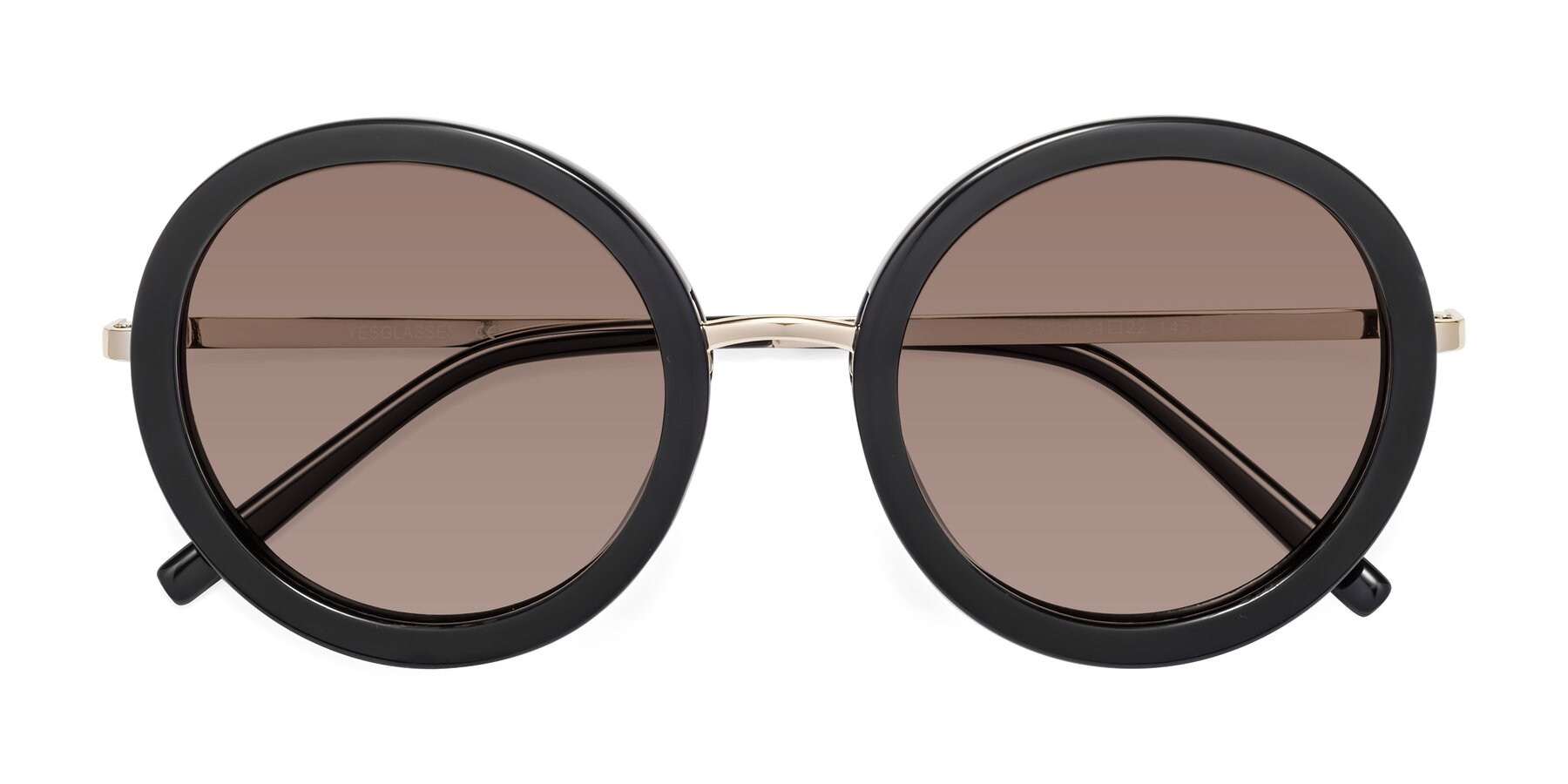 Folded Front of Bloom in Black with Medium Brown Tinted Lenses