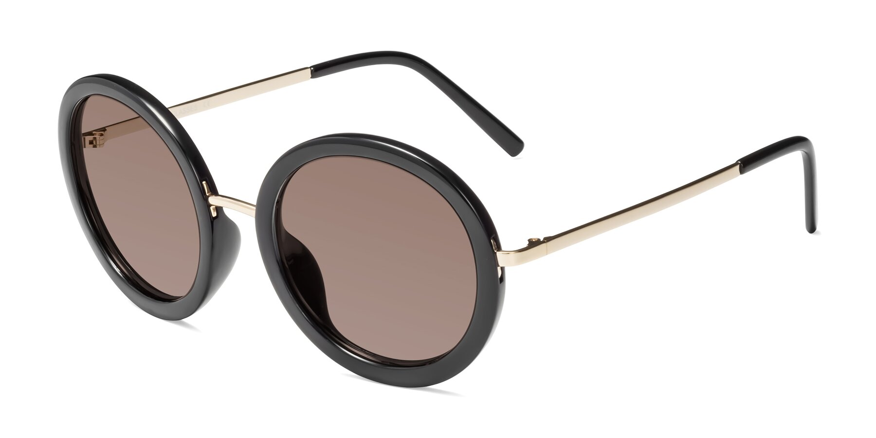 Angle of Bloom in Black with Medium Brown Tinted Lenses