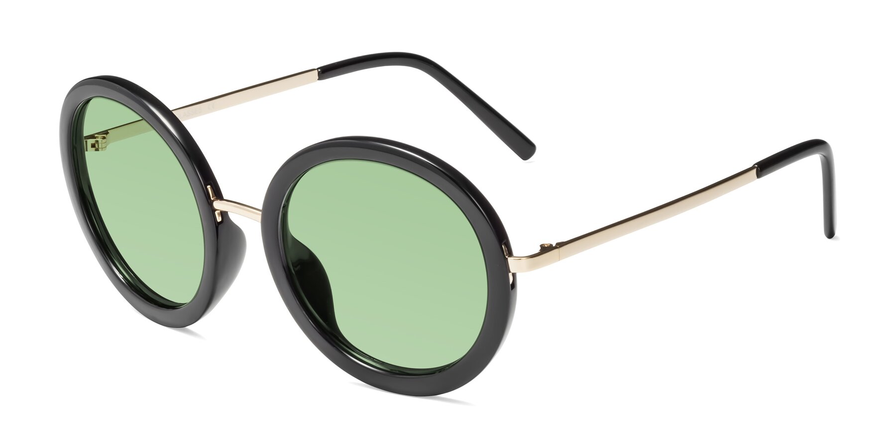Angle of Bloom in Black with Medium Green Tinted Lenses