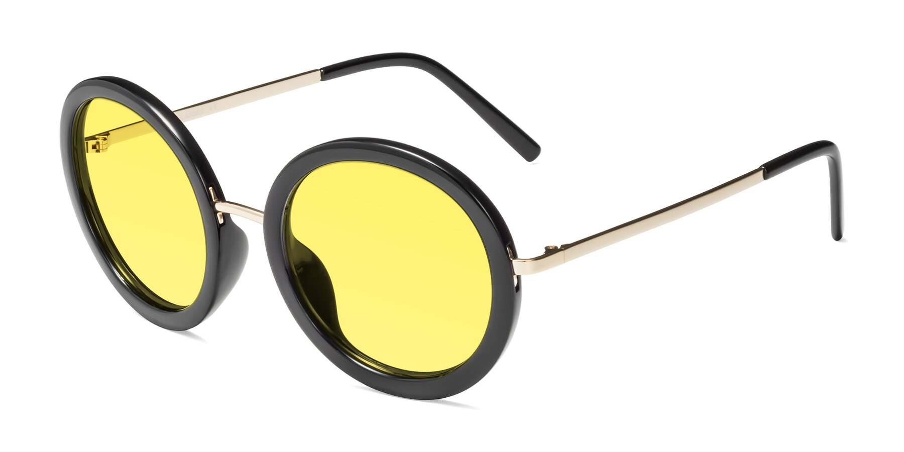 Angle of Bloom in Black with Medium Yellow Tinted Lenses